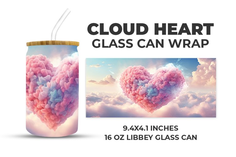 Cloud Heart Glass Can Wrap example image 1