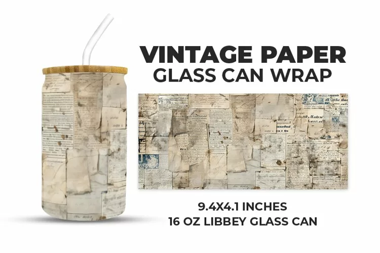Vintage Paper Glass Can Wrap