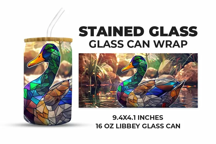 Duck Stained Glass Glass Can Wrap