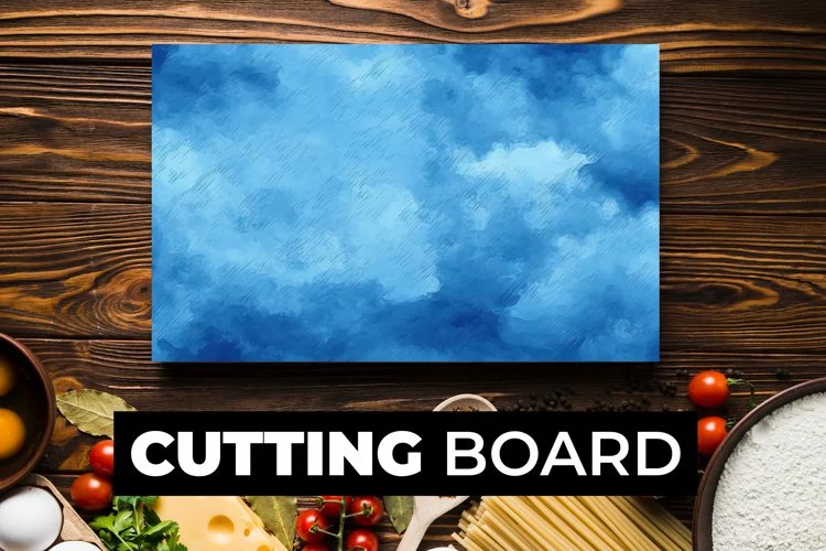 Blue Watercolor Cutting Board sublimation