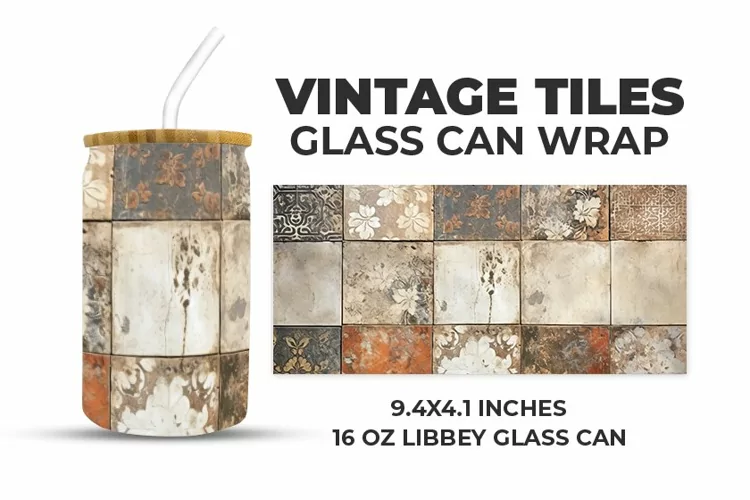 Vintage Tiles Glass Can Wrap