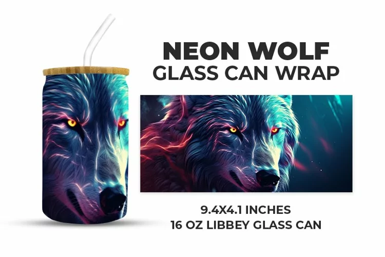 Neon Wolf Glass Can Wrap