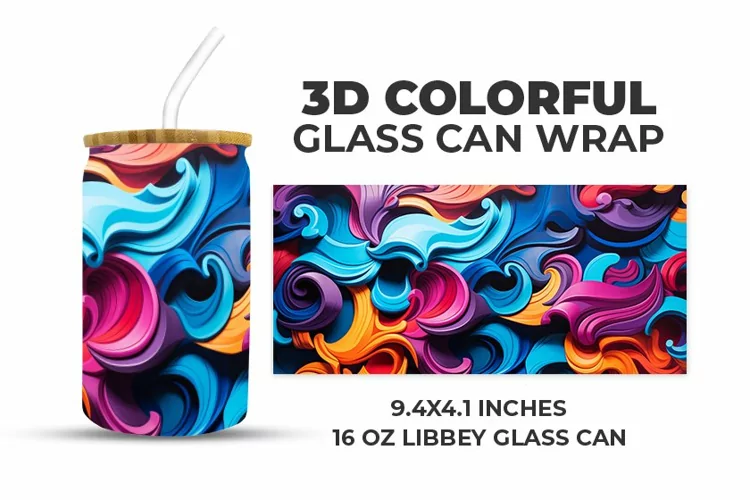 3D Colorful Glass Can Wrap