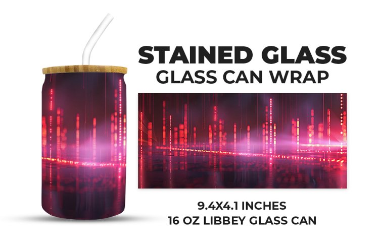 Red Lights Stained Glass Glass Can Wrap example image 1