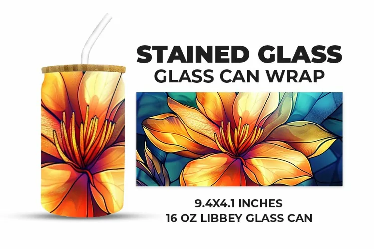 Floral Stained Glass Glass Can Wrap