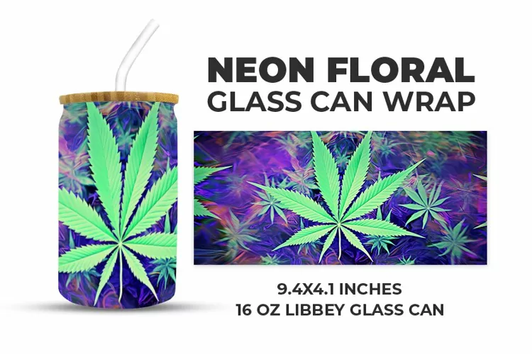 Neon Floral Glass Can Wrap