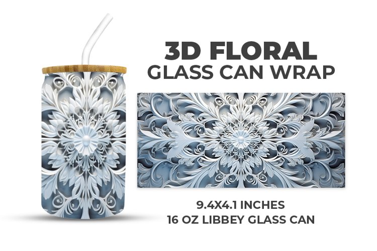3D Floral Glass Can Wrap