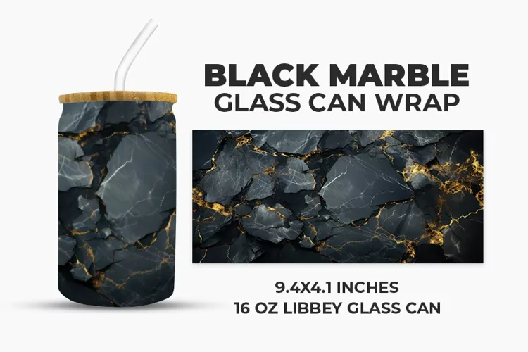 Black Marble Glass Can Wrap