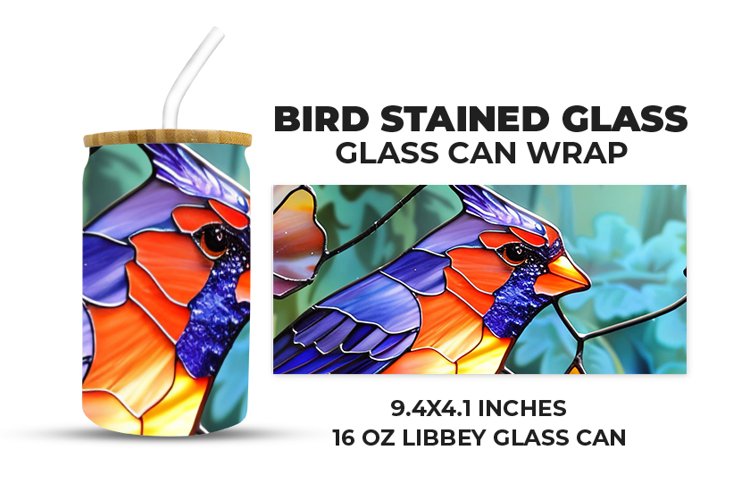 Bird Stained Glass Glass Can Wrap example image 1