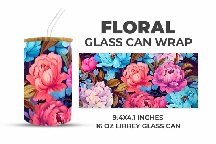 Floral Glass Can Wrap
