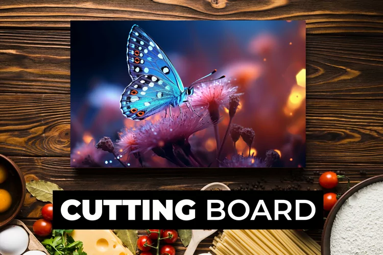 Butterfly With Flowers Cutting Board Sublimation