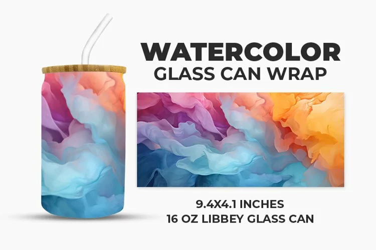 Watercolor Glass Can Wrap
