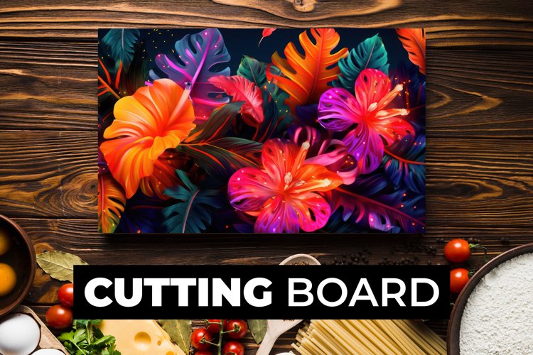 Neon Flowers Cutting Board sublimation