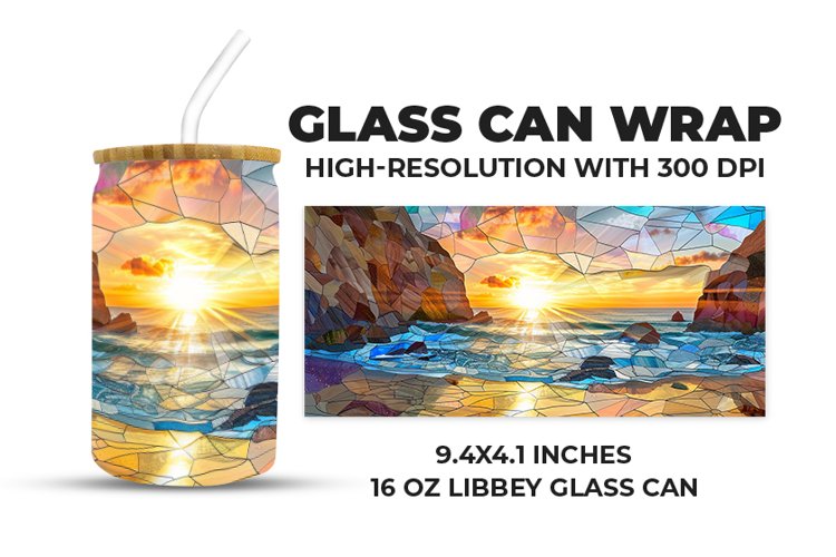 Sunset Stained Glass Glass Can Wrap
