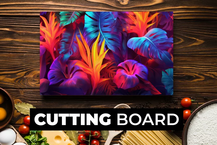 Neon Flowers Cutting Board sublimation