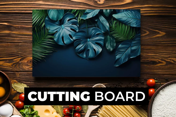 Dark Green Tropical Leaves Cutting Board sublimation