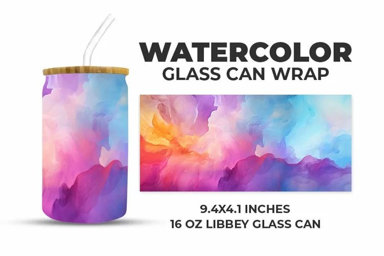 Watercolor Glass Can Wrap