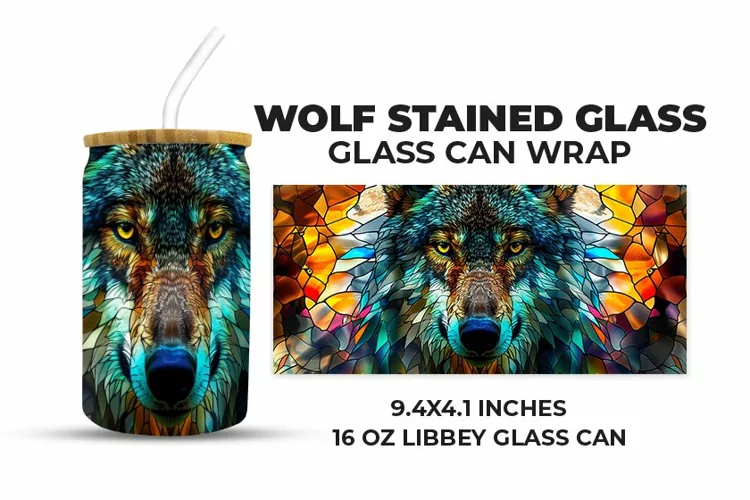 Wolf Stained Glass Glass Can Wrap