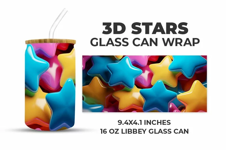 3D Stars Glass Can Wrap