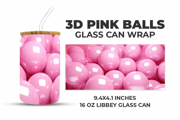 3D Pink Balls Glass Can Wrap