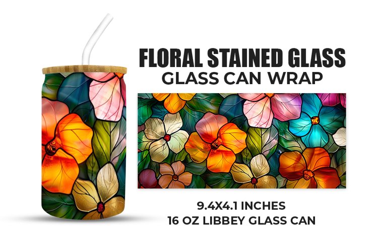 Floral Stained Glass Glass Can Wrap example image 1