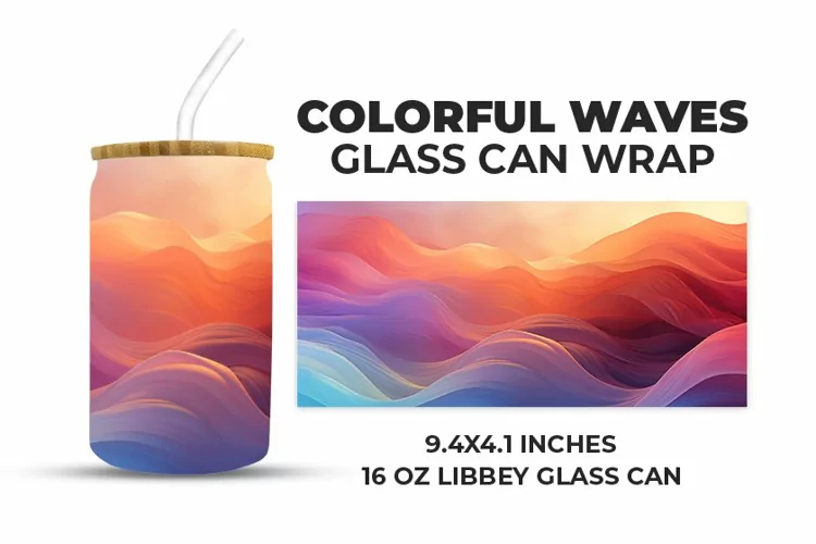 Colorful Waves Glass Can Wrap