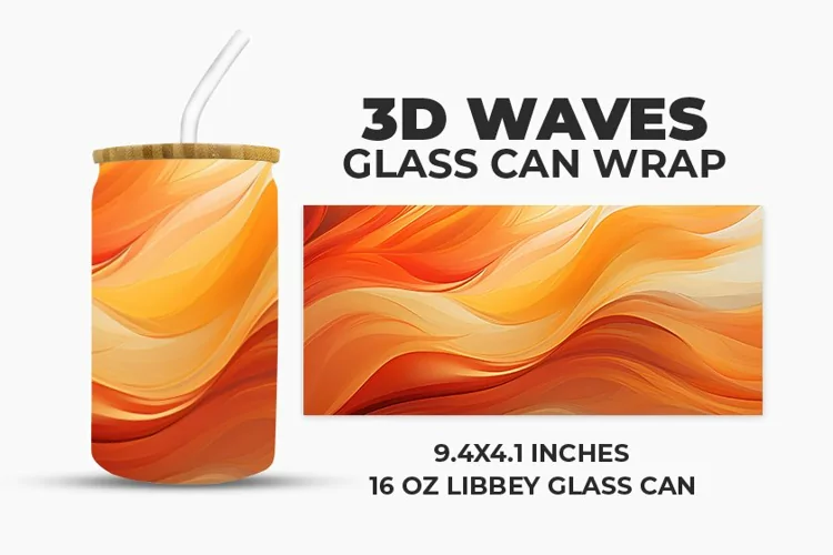 3D Waves Glass Can Wrap