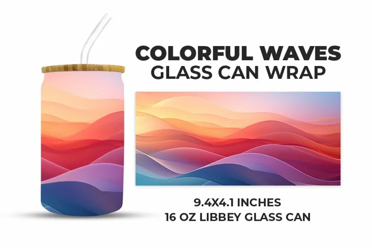 Colorful Waves Glass Can Wrap