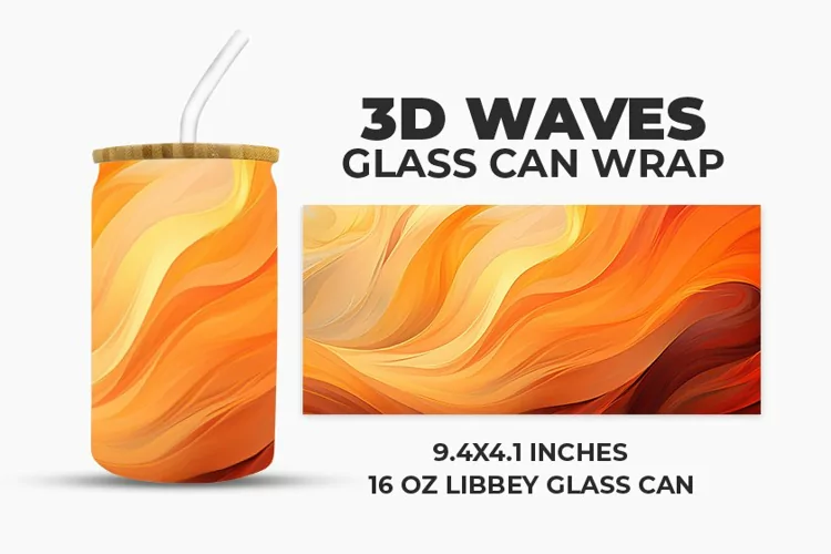 3D Waves Glass Can Wrap