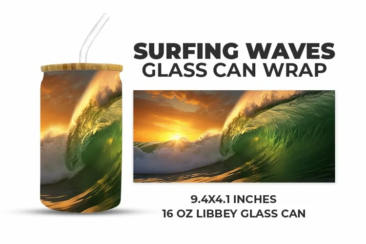 Surfing Waves Glass Can Wrap