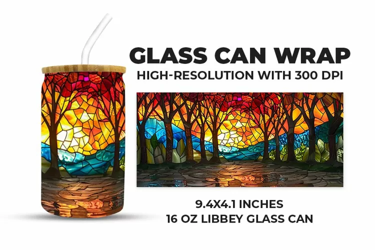 Nature Stained Glass Glass Can Wrap