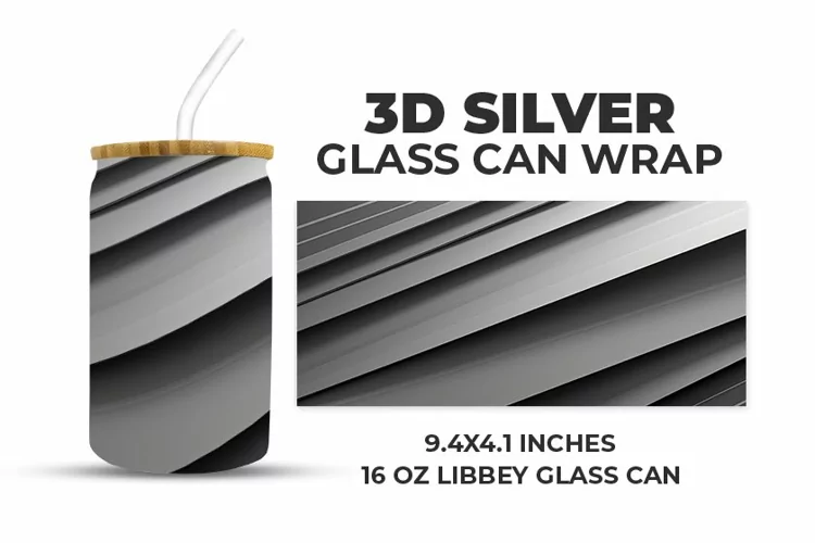 3D Silver Glass Can Wrap