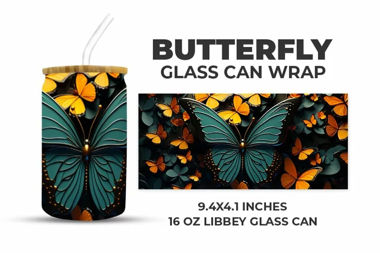 Butterfly Glass Can Wrap