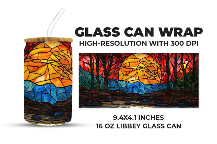 Sunset Stained Glass Glass Can Wrap example image 1