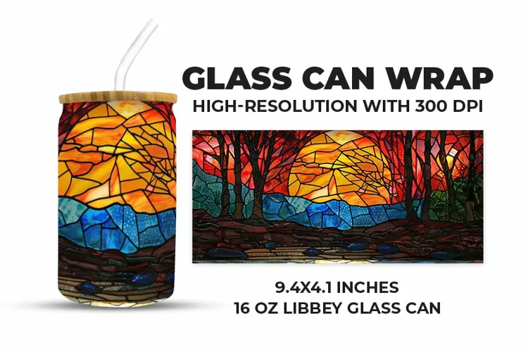 Sunset Stained Glass Glass Can Wrap
