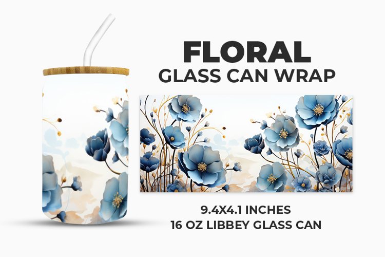 Floral Glass Can Wrap