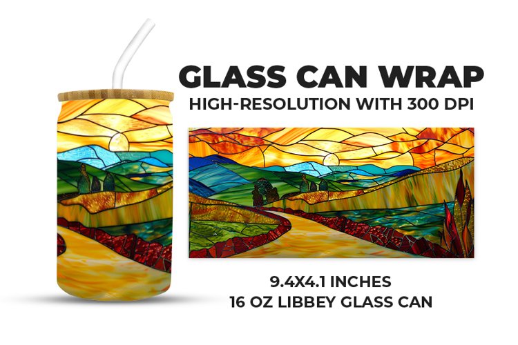 Scenery Stained Glass Glass Can Wrap