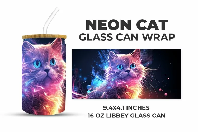 Neon Cat Glass Can Wrap