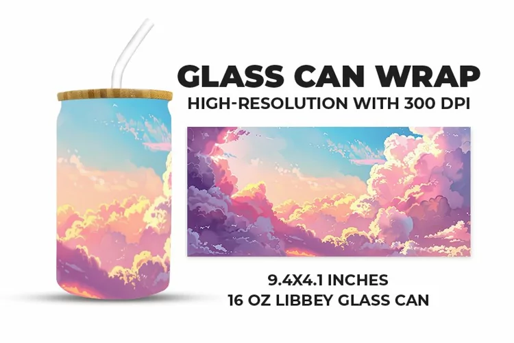 Pink Cloud Glass Can Wrap