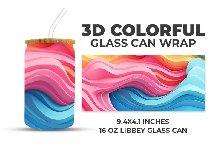 3D Colorful Glass Can Wrap