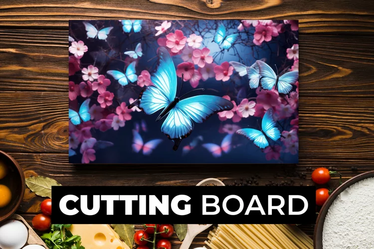 Pink Butterflies And Floral Cutting Board Sublimation