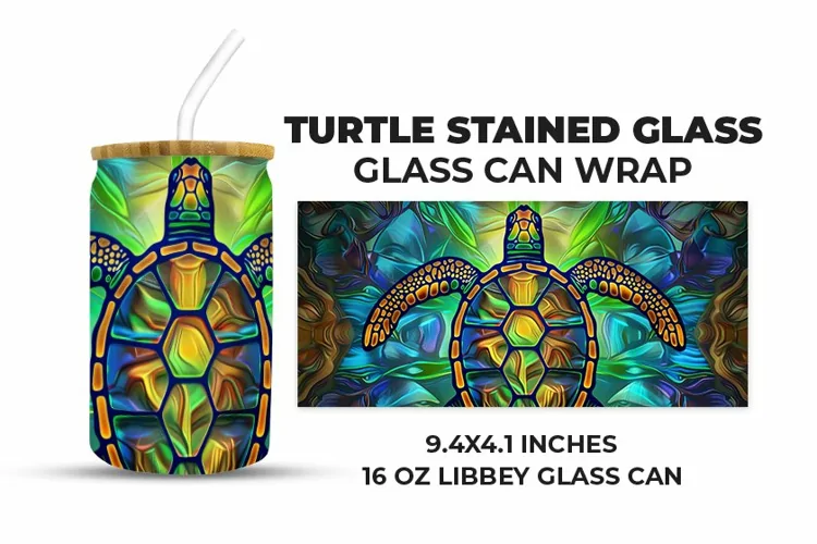 Turtle Stained Glass Glass Can Wrap