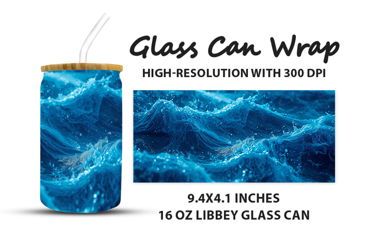 Blue Waves Glass Can Wrap example image 1