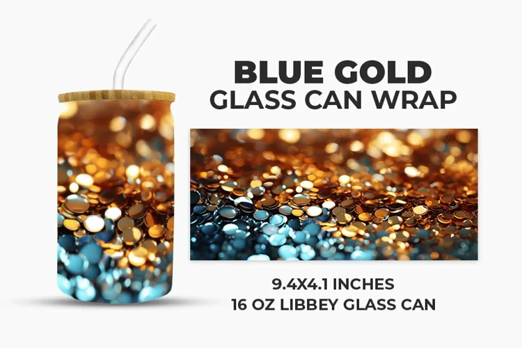 Blue Gold Glass Can Wrap