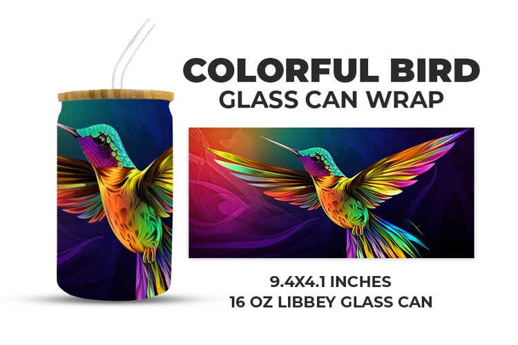 Colorful Bird Glass Can Wrap