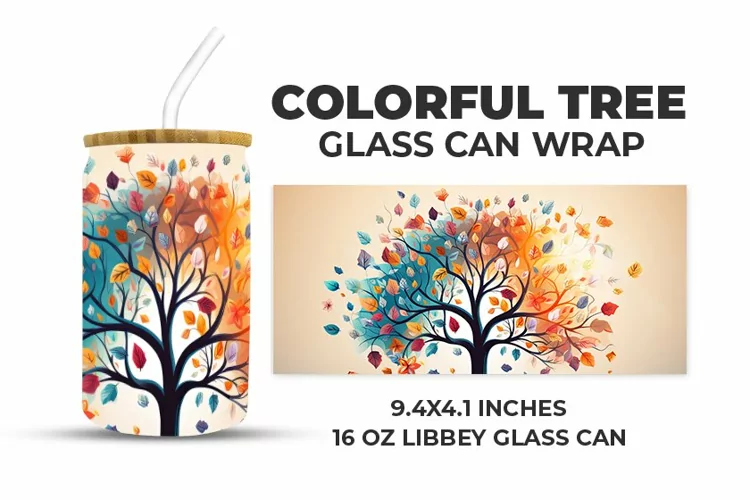 Colorful Tree Glass Can Wrap