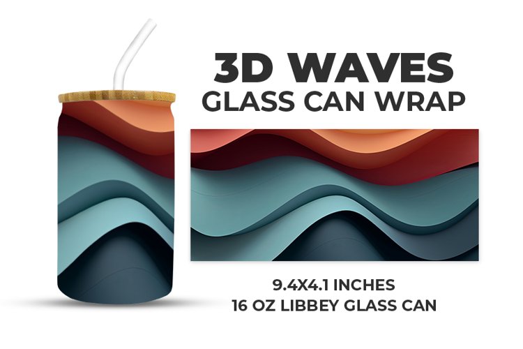 3D Waves Glass Can Wrap example image 1