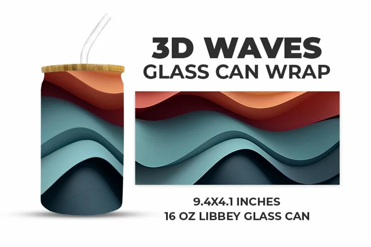 3D Waves Glass Can Wrap