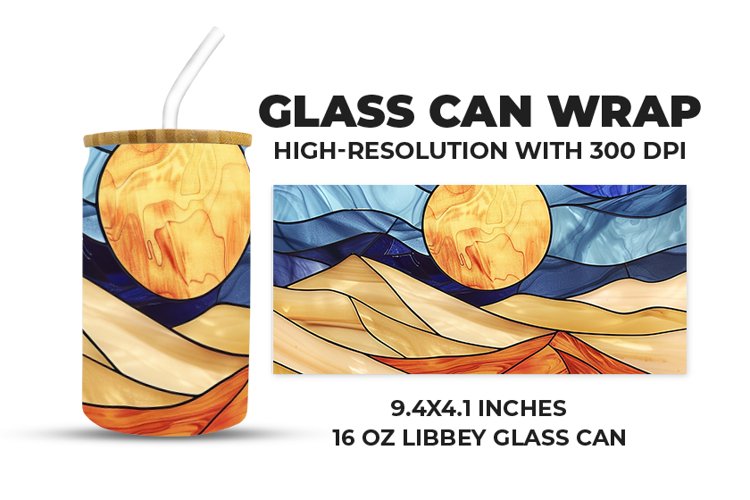 Sunset Stained Glass Glass Can Wrap