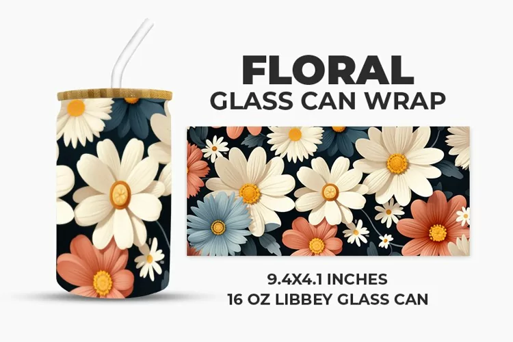 Floral Glass Can Wrap